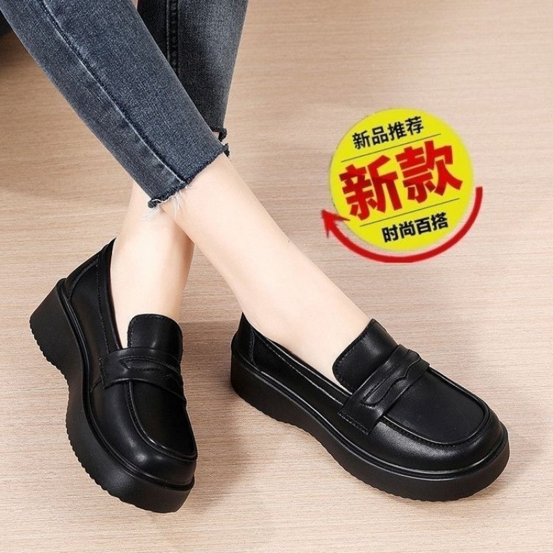 真皮女士乐福鞋女休闲舒适黑色软底小皮鞋女鞋单鞋防滑鞋子英伦风