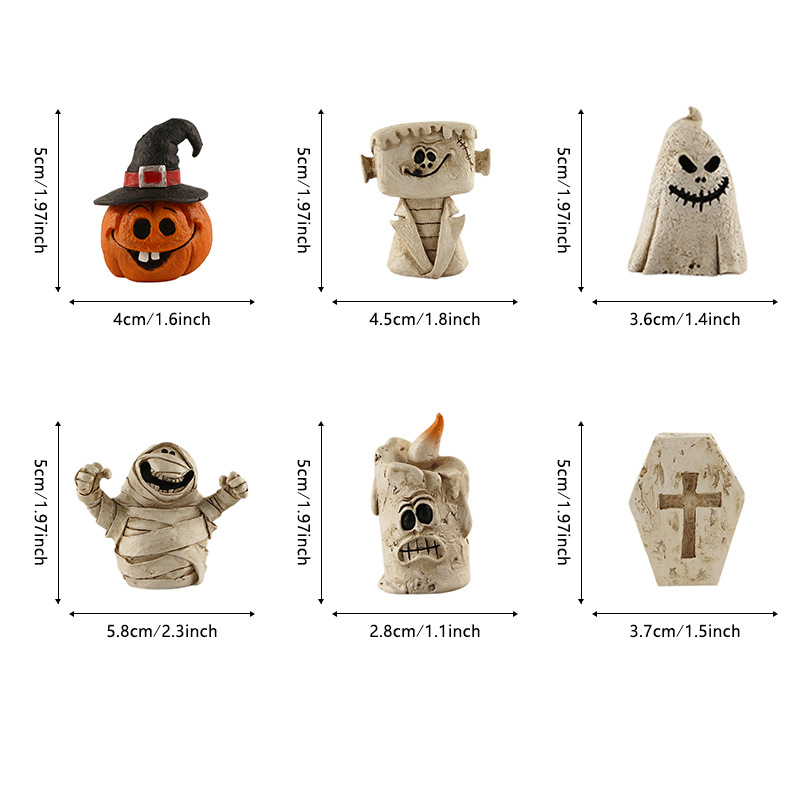  New Pumpkin Head Ghost Halloween Scene Decoration Trendy Resin Ornaments Desktop Decorations Small Ornaments