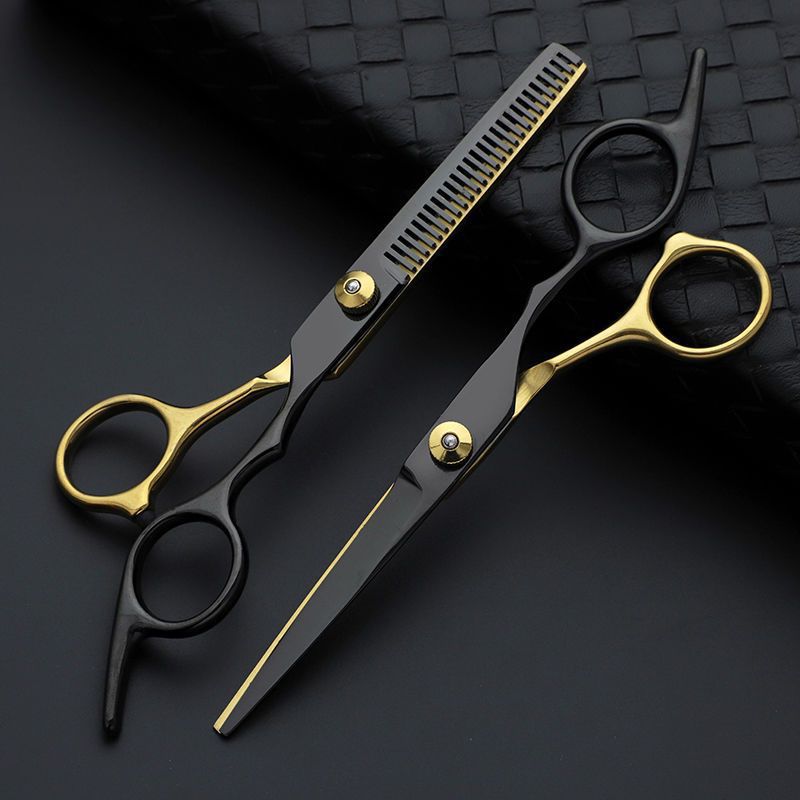 Tesoura profissional para desbaste e corte de franja, ideal para mulheres que desejam cortar o próprio cabelo em casa._voghion.com