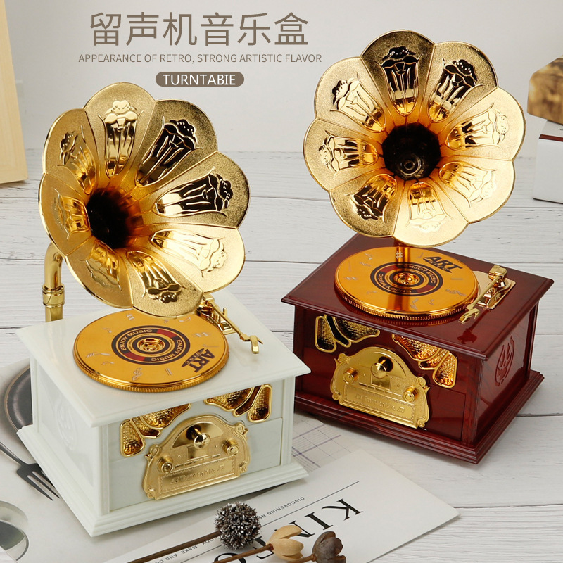 クリエイティブクラシック蓄音機オルゴール装飾品家の装飾越境貿易ホット販売オルゴール越境卸売|undefined