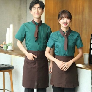 Snack restaurant waiter work clothes female catering restaurant coffee shop Western restaurant employees summer short -sleeved workshop