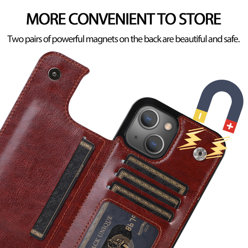 For iPhone15 mobile phone leather case card 14 protective case PU Apple 13Promax mobile phone case a free shipping
