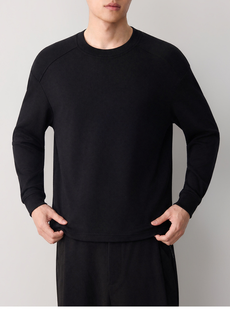 Áo hoodie nam nỉ cao cấp phong cách thông minh, chia cắt lập thể, kiểu dáng đơn giản hiện đại — đen chi tiết 35