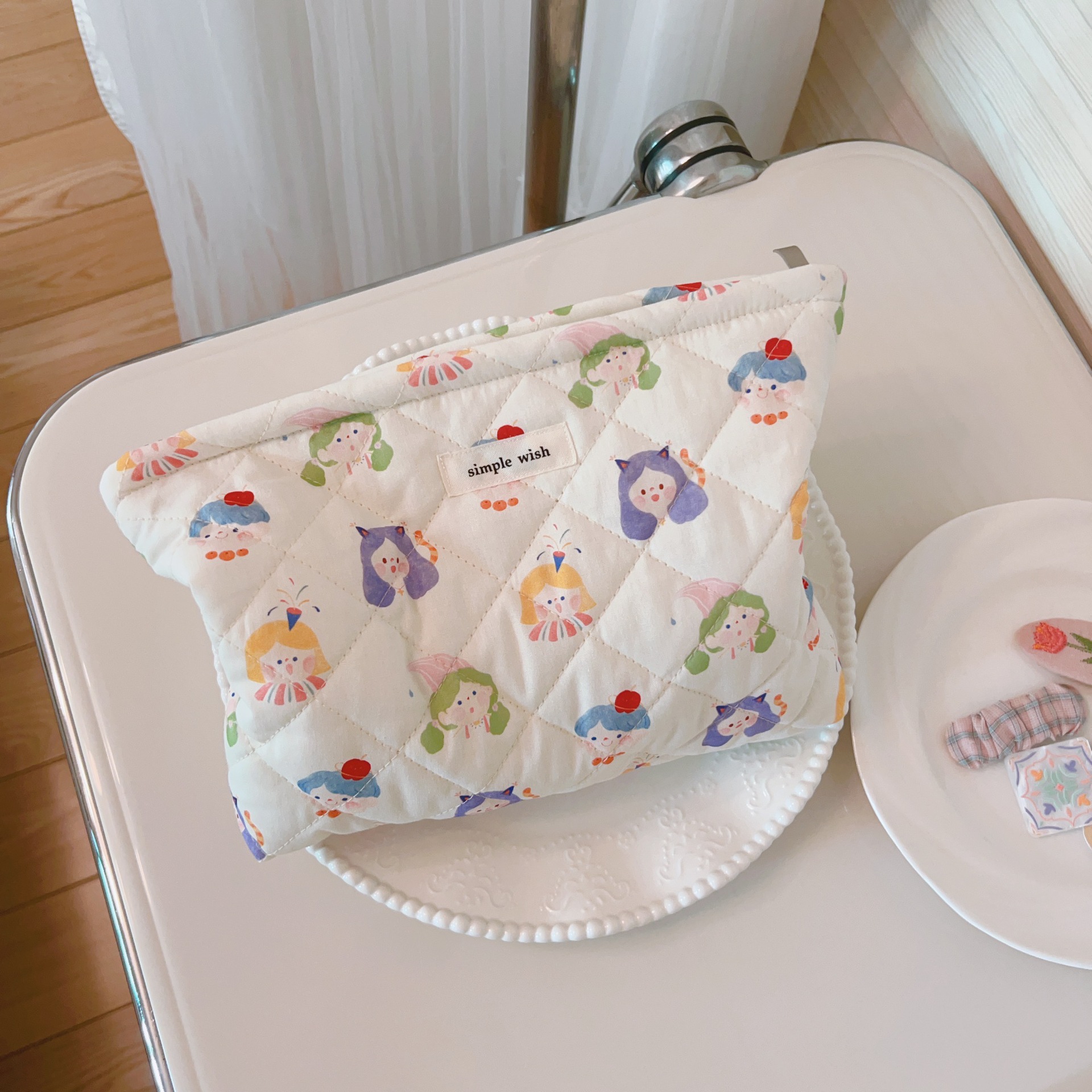 Quilted cosmetic bag
