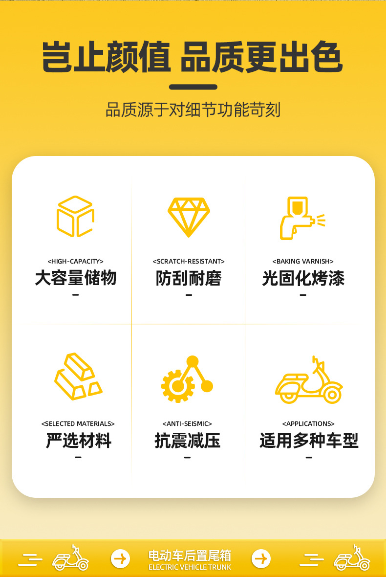 Electric Vehicle Trunk Suitable for Yadea Aima No. 9 Taiping Storage Box Electric Scooter Vertical Hanging Rear Trunk