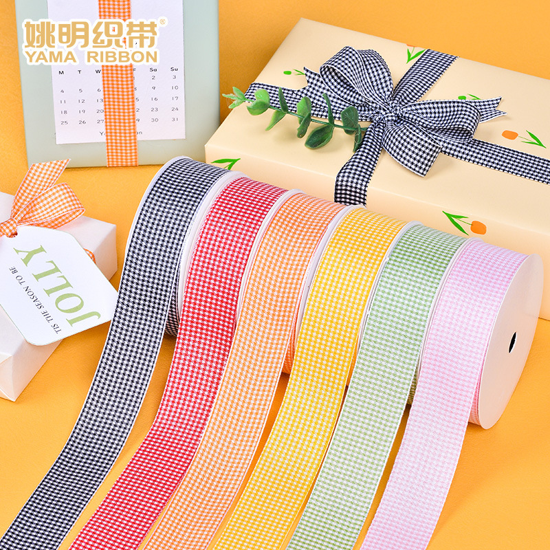 Yao Ming cinta de regalo flor arco cinta de embalaje hecho a mano DIY cinta a cuadros caja de regalo cinta de embalaje