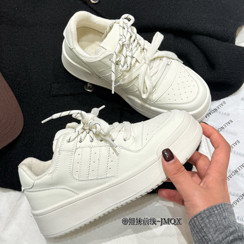 2024 zapatos de invierno de mujer con suela suave no cansada zapatos deportivos casuales con suela gruesa aumentada, moda versátil zapatos de skate de invierno gruesos