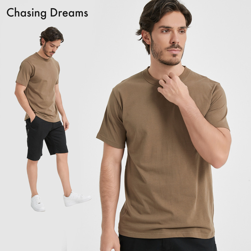 Men's Clothing Pure Cotton Short-Sleeve Trendy Heavy-Duty Base Shirt Half-Sleeve T-Shirt Men's Outdoor Casual Wear