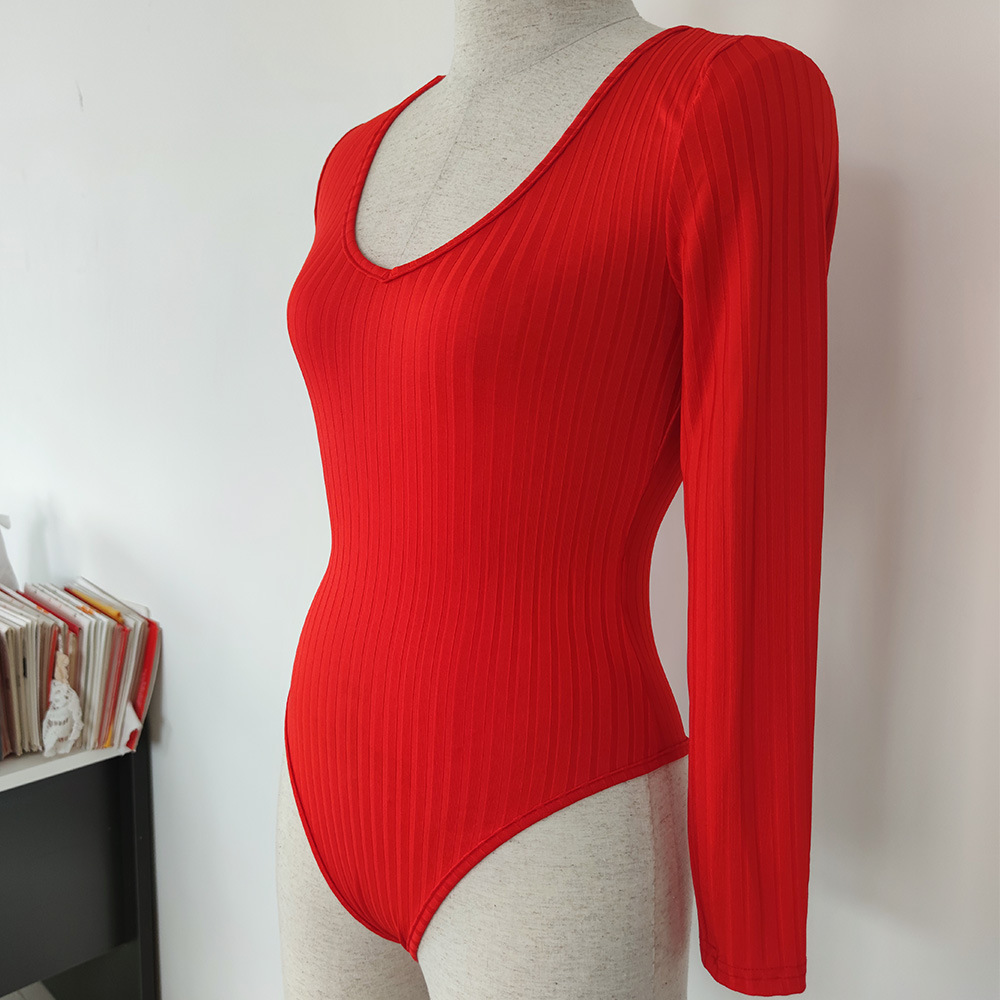 Patchwork Design Wholesale Women'S Simple Style Solid Color Patchwork Bodysuits