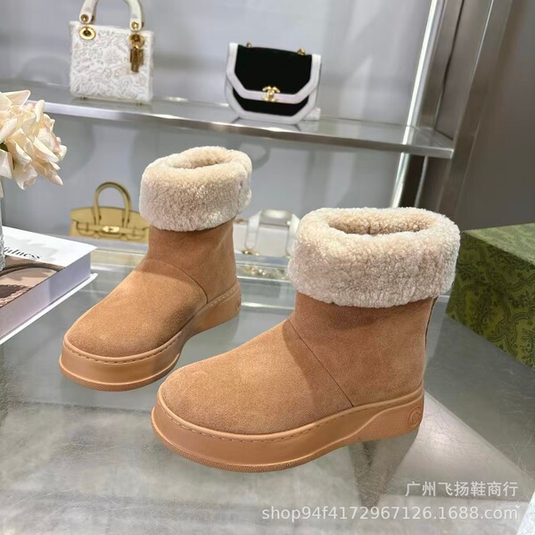 Fashionable genuine leather wool thick-soled snow boots for women 25…
