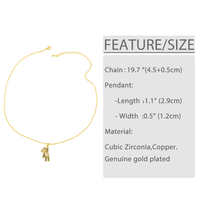 Fashion Bear Copper Inlaid Zircon Necklace Wholesale display picture 2