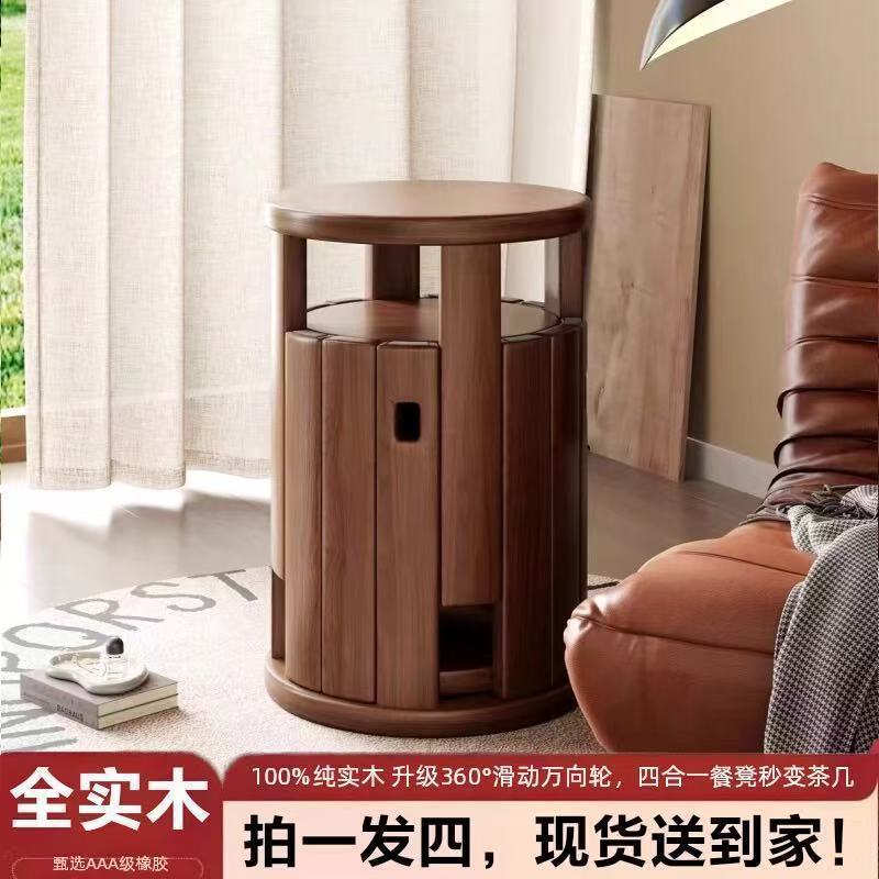 積み重ね可能な無垢材のスツール、コーヒーテーブル、ラウンドスツール、リビングルームの収納、スタッキングスツール、フォーインワンサイドテーブル、ダイニングテーブルとスツール|undefined