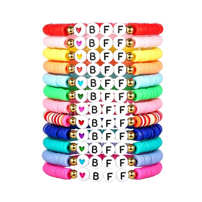 Best-selling Amazon cross-border dopamine color clay bead friendship bracelet, bff bracelet, party gift wholesale