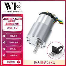 带霍尔编码器直流减速电机6V12V调速正反转JGB37-520低速小型马达