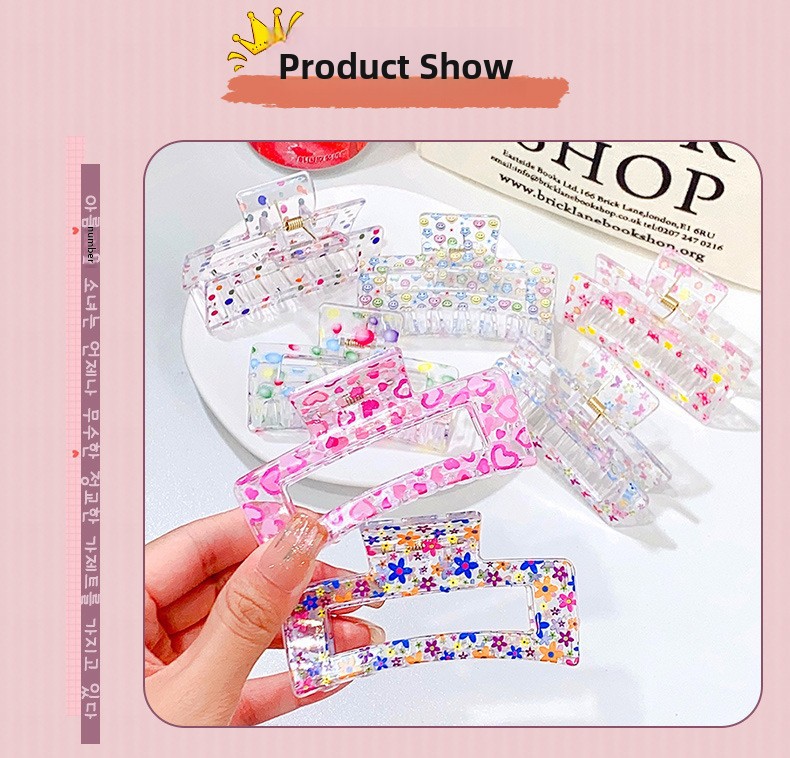 Pinza per capelli floreale estiva molletta trasparente_voghion.com