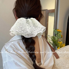 秋季新款超仙蕾丝大号裙摆大肠发圈女双层波点韩系高颜值发绳发饰