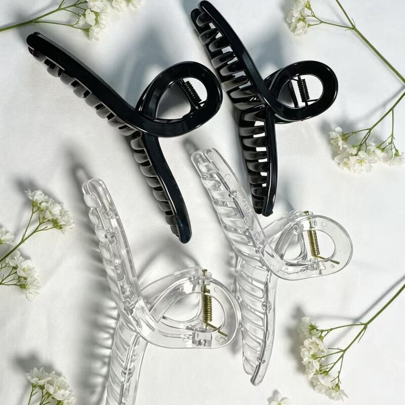 High-End Black Pc Hair Clip, Large Hair Clip with Base, Simple Hairpin for Back-Of-Head Updo, Handmade Hair Clip, Shark Clip