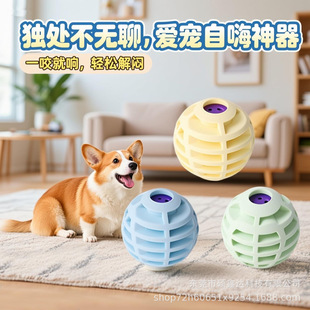 Cross-Border Popular Pet Sounding Ball Sounding Toy Cat and Dog Sounding Interactive Boredom Relief Toy Food Grade Silicone Material