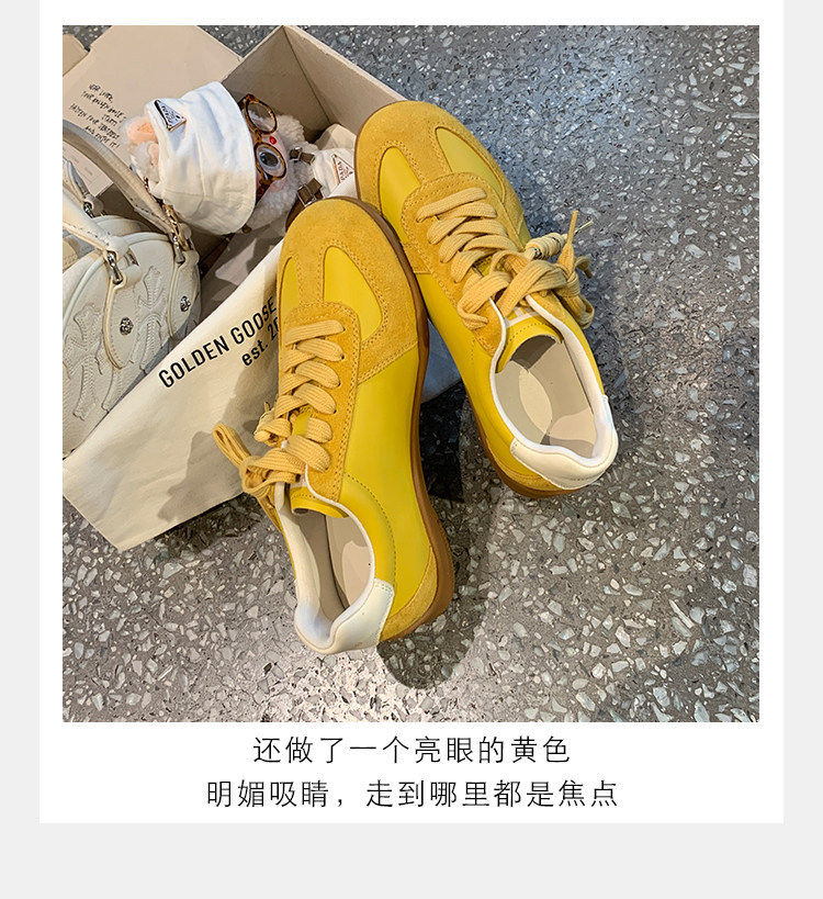 Giày sneaker nữ da bò buộc dây phong cách Đức huấn luyện, đế cao 6 cm — 48 chiếc màu đen (6cm) còn hàng, 48 màu nâu (6cm) hàng có sẵn, 48 màu trắng (6cm) hàng có sẵn, 48 màu vàng (6cm) còn hàng chi tiết 8
