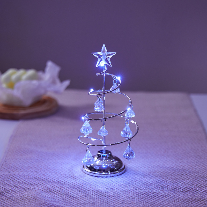 Decoración de Navidad de hierro forjado luminoso escritorio árbol de Navidad cristal árbol de Navidad luz de noche decoración de regalos de Navidad