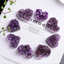 天然烏拉圭巴西紫水晶塊紫晶簇愛心形原石擺件礦物標本飾品批發