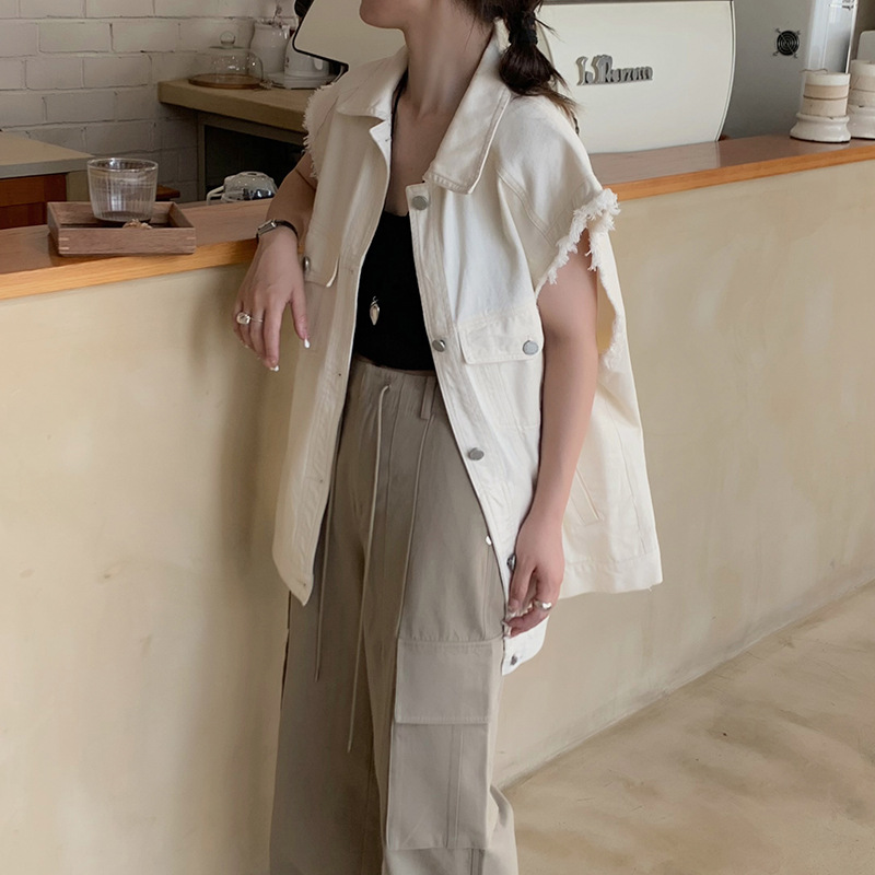 Linuo Early Autumn New Korean Style Retro Loose Trendy Denim Vest with Stylish Sleeveless Top for Women