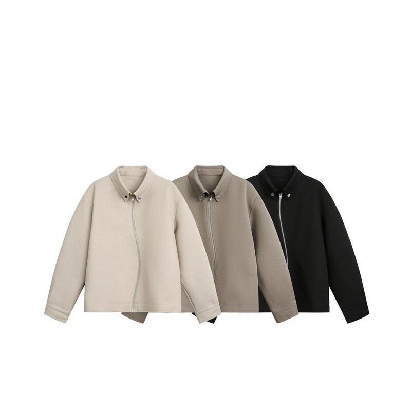 Amen, a minimalist and unique designer brand, presents a clean and retro S-shaped zipper work jacket for men