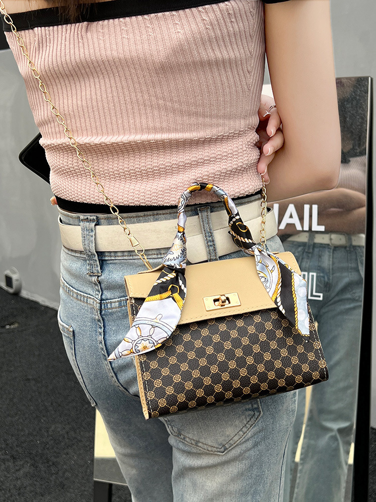 Bolso para mujeres 2024 moda velha flor bufandas de seda de puntos bolso cuadrado para mujeres cadena bolso de hombro bolso de comercio exterior transfronterizo image 3