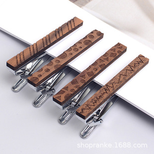 Men's Tie Clip, Personalized Simple Creative Clip, Wedding Groom's Tie Brooch, Wood Grain Pattern Pin Design