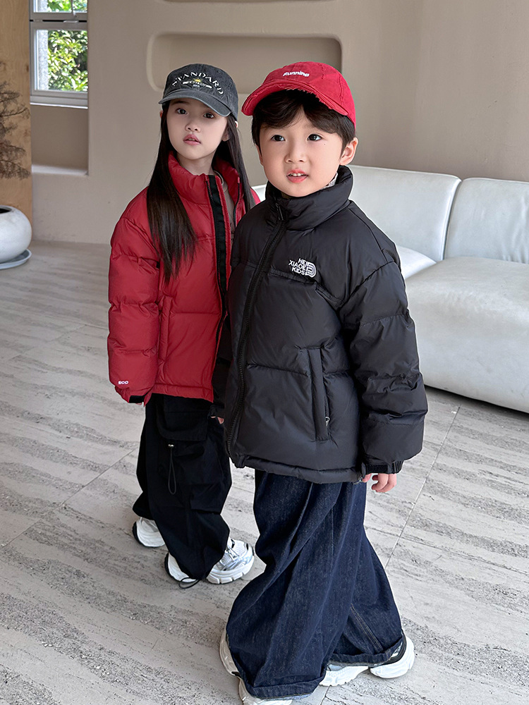 Children's short demi-season velvet down jacket for boys
