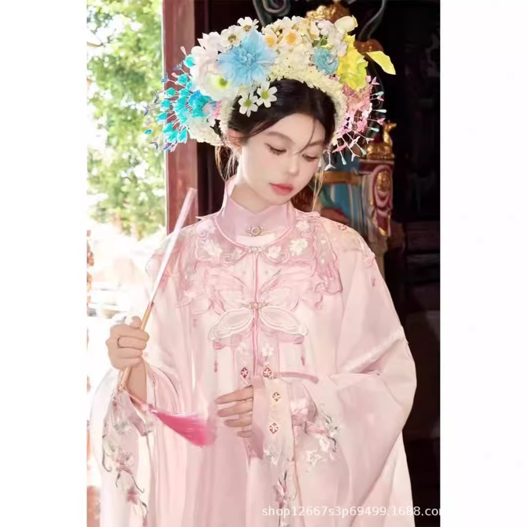 New original [Flower Sleeping] 【【 pink cloud shoulder gown stands up…