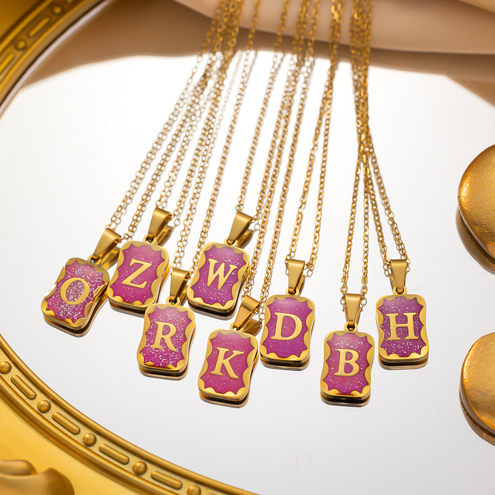 Women's Gender Titanium Steel Simple Style Letter Plating Pendant Necklace