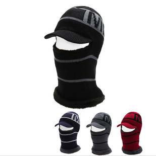 Factory new winter one-piece wool cap cross-border plus velvet m standard scarf one-piece knit cap outdoor warm hat
