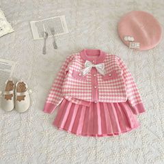Baby Girl Sweater Set 2023 Autumn/Winter New Style Chanel Inspired Knit Two-Piece Set for Little Girls