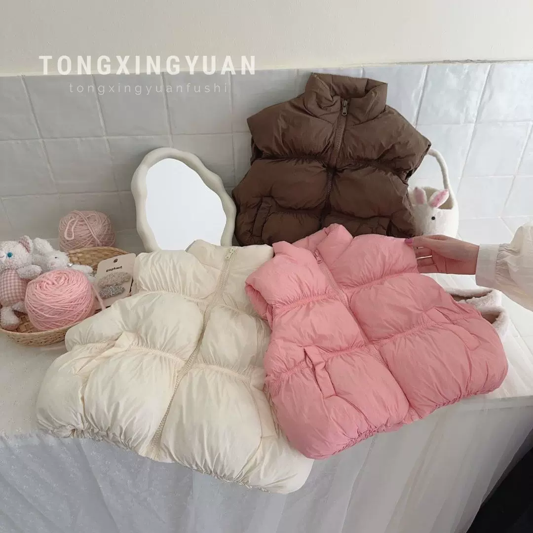 童星圆儿童羽绒棉马甲2024冬季新款女童韩版加厚保暖背心宝宝坎肩