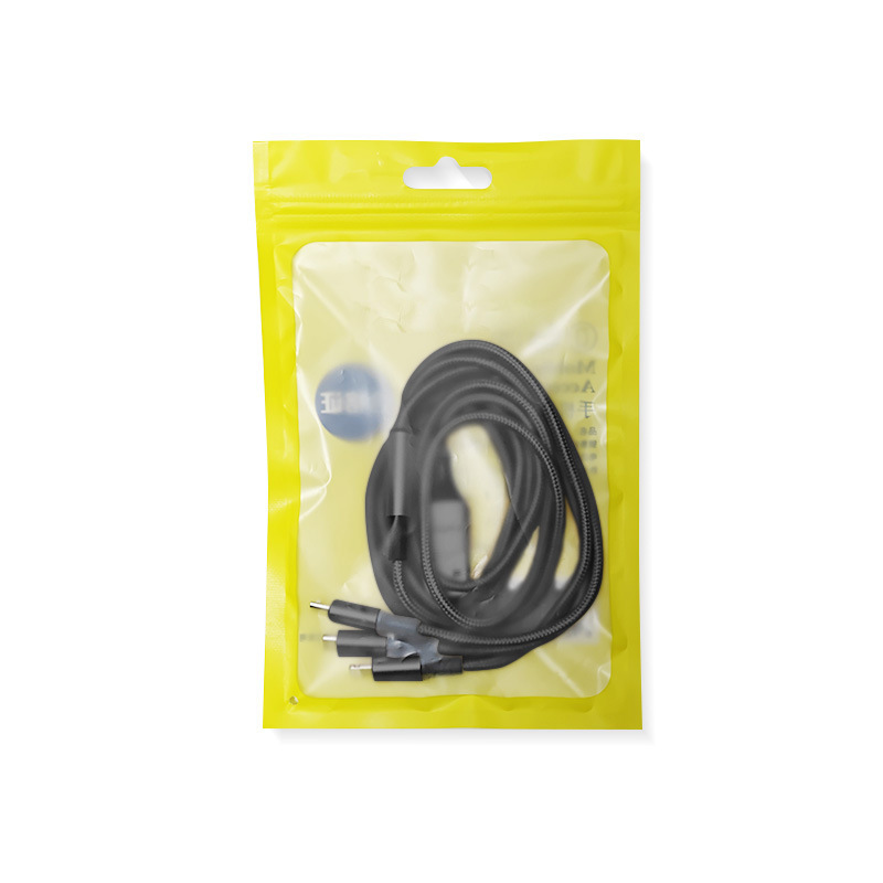 Cable de datos trenzado tres en uno de carga rápida 3A, listo para usar en fábrica, adecuado para Apple, Android y tipo C, cable de carga uno a tres.
