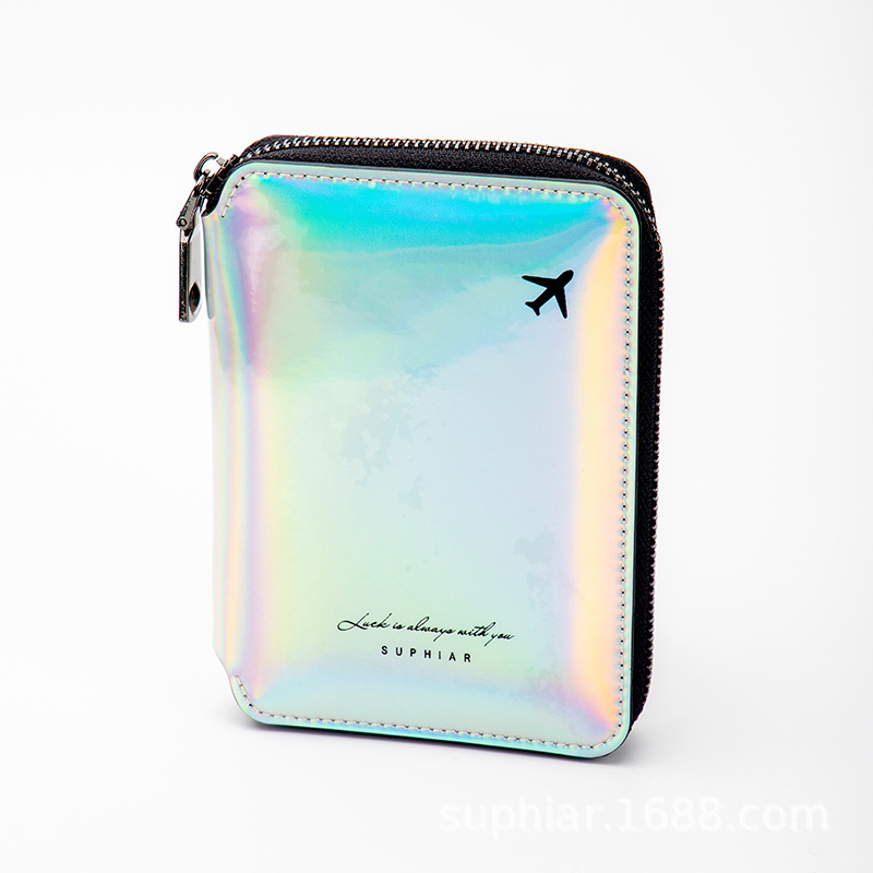 Nuevo bolso de viaje de moda láser, bolso de tarjeta pequeño multifuncional para viajes de verano, bolso de pasaporte para mujer casual de todo fósforo para hombres