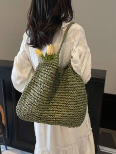 Capacious shoulder bag, high quality woven one-shoulder bag for leisure