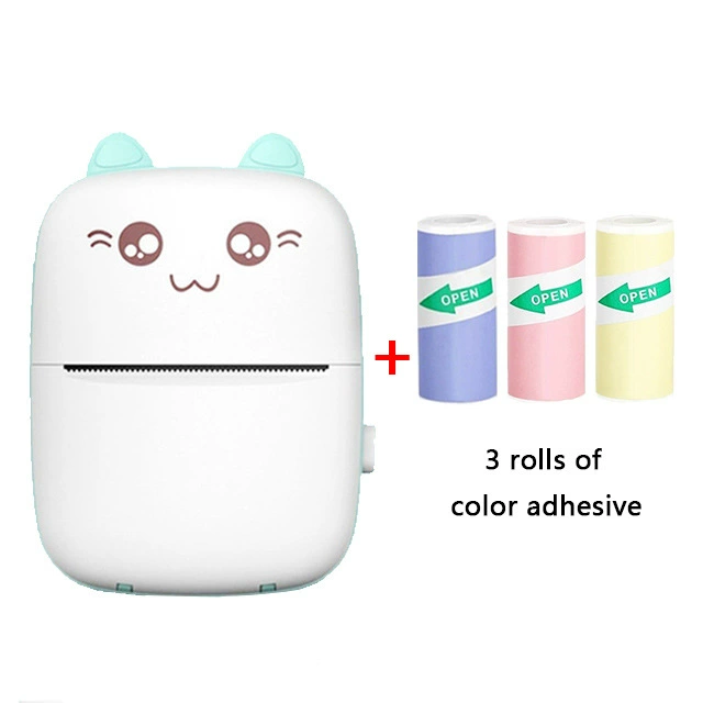 Handheld Photo Printer Mini Portable Thermal Printer, Cute Cat Design, Models A8C/C19/C25