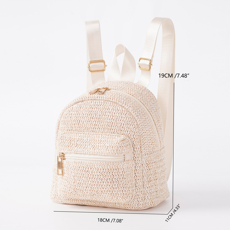 Mochila de mujer transfronteriza 2023 nuevo simple calle moda bolsa de paja moda tejida mochila de moda