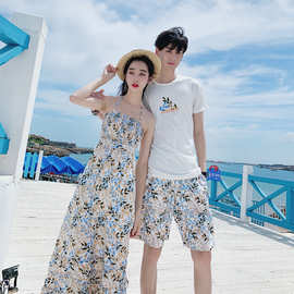 泰国海南度假海滩游泳衣沙滩海边穿搭女情侣短袖套装巴厘岛连衣裙