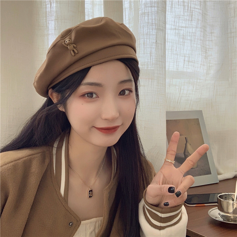 Sombrero para mujer Primavera y otoño nuevo estudiante lindo boina pequeña primavera cara de aspecto pequeño sombrero de pintor boina moda