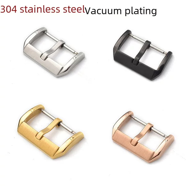 Foreign trade hot steel pin buckle leather strap buckle men's and women's buckle watch accessories silver gold rose gold Black