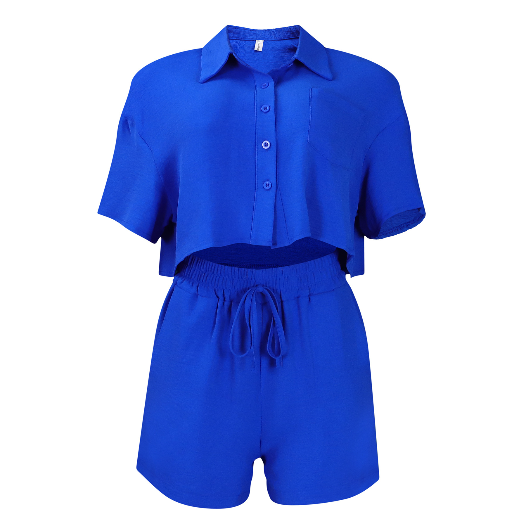 Women's Clothing summer new casual lapel short sleeved shirt shorts fashionable suit_mkmklike.com