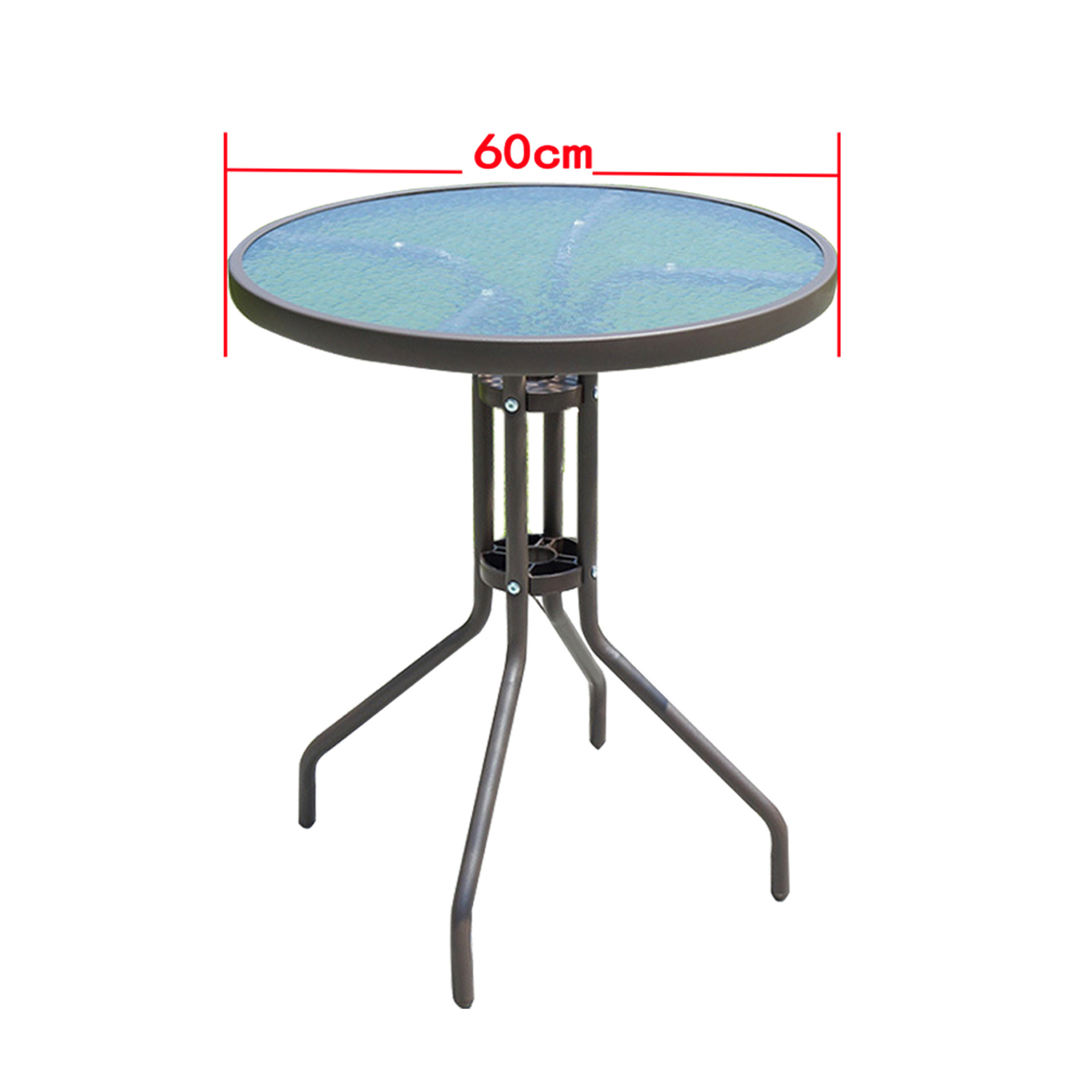 Mesa redonda de vidrio con patrón de agua de 60cm