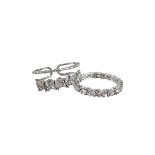 Sparkling~Light Luxury Double Layer Ring for Women, Ins High-End, Unique Design, Exquisite Finger Ring, Open Style, Fashionable and Elegant