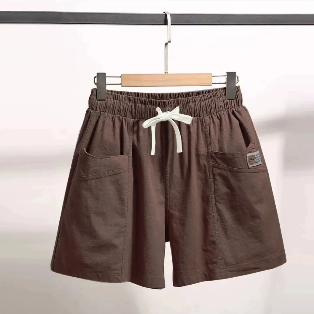 Summer fashionable shorts, thin solid trousers, oversize, drawstring, city style