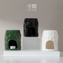 寸间 手捏纹陶瓷香薰炉室内蜡烛香薰灯复古家用卧室防干烧精油灯