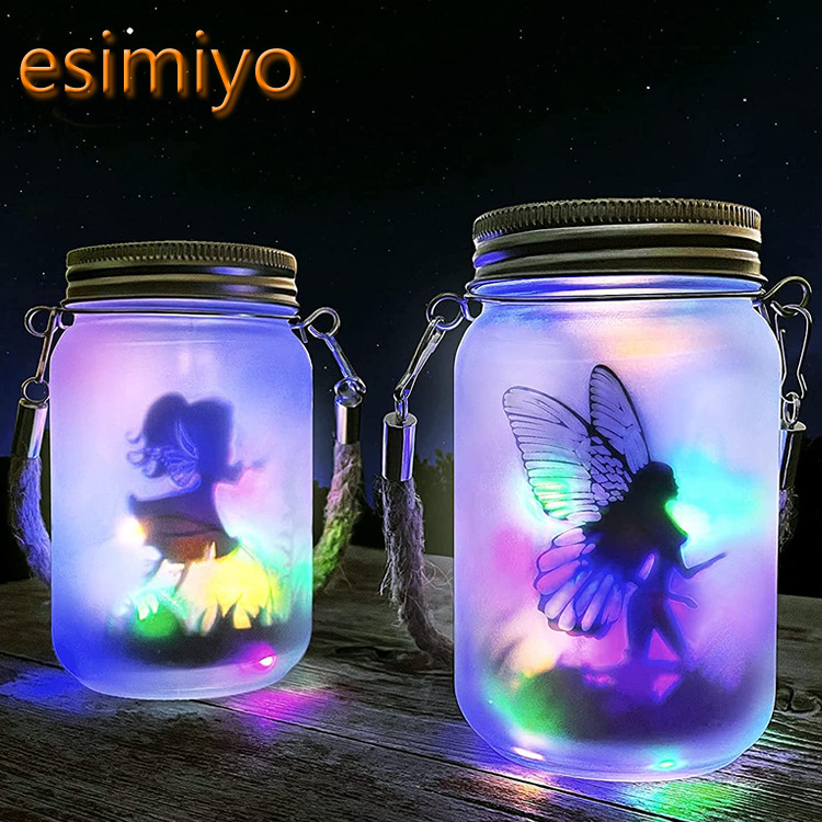 E-Commerce best selling solar jar lamp led fairy jar lamp genie lamp parent-child gift portable hanging night light