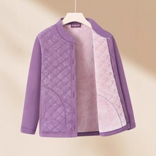 中年妈妈装加绒外套女装内搭开衫保暖加厚上衣中老年人打底小棉袄